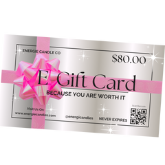 Gray gift card with a pink bow, valued at $80, on a plain white background.